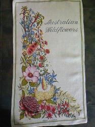 Vintage Linen Souvenir Kitchen Towel Australian Wildflowers