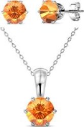 DESTINY Tangerine Set With Crystals From Swarovski In A Macaroon Case