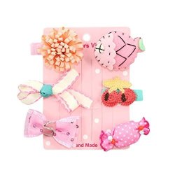 Gbell 6PCS Kids Infant Baby Girl Hair Clip Bow Flower Cartoon Hairclip Hairpin Set E
