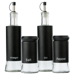 4 Piece Glass Oil & Vinegar And Salt & Pepper Set