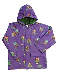 Foxfire For Kids Girls Purple Raincoat With Colorful Owls 10