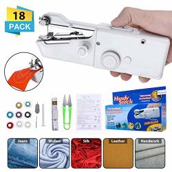 Charminer Hand Sewing Machine MINI Hand-held Cordless Portable Sewing Machine Quick Repairing Suitable For Denim Curtains Leather Diy 18 Pcs White