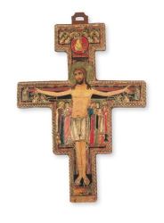 13.5 Cm San Damiano Wooden Crucifix - Made In Italy