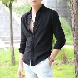 Zecmos Cotton Linen Shirts - Black 4xl