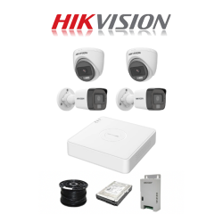 Hikvision 4 Channel System With 2MP Audio Cameras - Full House - Upgrade To 8CH Dvr & Psu With 4 Cameras - 4 Junction