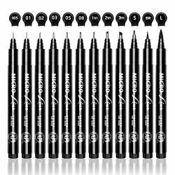 Precision Micro-Line Pens, Set of 9 Black Micro-Pen Fineliner Ink