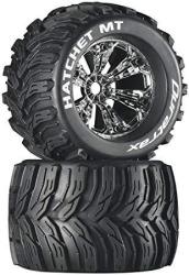 Duratrax Hatchet Mt 3.8" Rc Monster Truck Tires With Foam Inserts Cs Sport Compound Mounted On 1 2" Offset Chrome Wheels Set Of 2