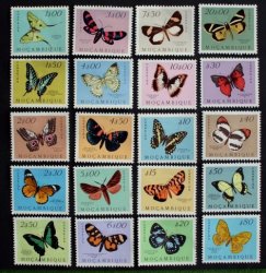 Stamp Set Mocambique Butterflies 1953 Mlh