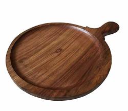 Tuelip Wooden Round Serving Tray For Pizzas Cutting Board - 8 Inch