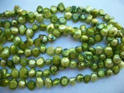Lime Green Uneven Freshwater Pearls-36cm String