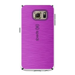 Custom White Speck Candyshell Case For Samsung Galaxy S6 - Hot Pink Stainless Steel Print