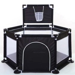 Baby Playpen - Hexagon Black