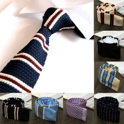 7 Styles Men Knitted Woven Stripe Tie Necktie Narrow Slim Skinny Wedding Suit Business Accessories