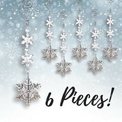 Snowflake Ornaments - Set Of 6 Clear Acrylic Drop Ornaments - Snowflake Decorations