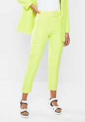 Missguided Women's Co Ord Belted Cigarette - Lime