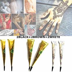 6PCS Temporary Tattoos Henna Tattoo Kit Brown black white Paste Cone For Women Boho Temporary Tattoo Ink Bottle Airbrush Body Art Inks Diy Pigment Art Drawing