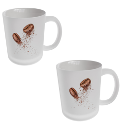Coffee Beans Crushed - Clear Frosted Mug Set