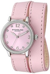 Stuhrling Original Women's 646.01 Vogue Swiss Quartz Crystals Double Wrap Pink Watch