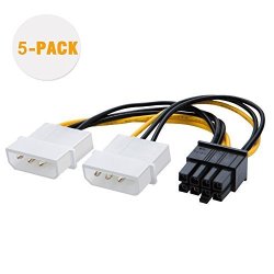 Cablecreation Molex To Pcie Power Cable 5-PACK Dual 4 Pin Molex To 8-PIN Pcie Power Cable For Asus Nvidia Amd Evga Geforce Gigabyte Sapphire