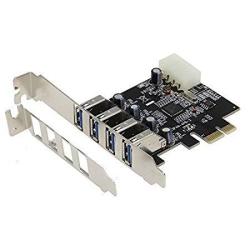 Sedna - PCI Express 4 Port 4E USB 3.0 Adapter - With Low Profile Bracket - Nec Renesas UPD720201 Chipset