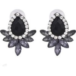 Za Stunning Leaf Crystal Rhinestone Earrings