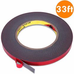 Lvyinyin Double Sided Adhesive Tape Heavy Duty Mounting Tape Waterproof Foam Masking Tape Length 33FT 10M Width 0.39INCH 1CM For 5050 LED Strip Lights