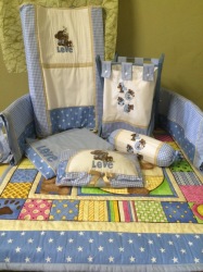 100% Imported Cotton - Teddy Love Cot Bedding Set - 13 Piece