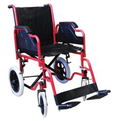 Wheelchair Steel Standard Detatchable Arm & Foot Rest Small Wheels 100KG