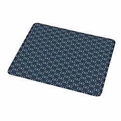 Gaming Mouse Pad Navy Blue Marine Icons Laurus Nobilis Design Diagonal Arrangement Maritime Abstract Blue Grey White 12X31 Inch For Laptops