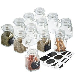 Vonshef Set Of 12 MINI Clip Top Glass Storage Preserving Jars - With 24 Reusable Stickers & 1 Anti-dust Chalk