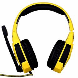 Miss&yg G4000 USB Stereo Gaming Headphone Headset Headband Microphone Volume Control LED Light PC Game Yellow