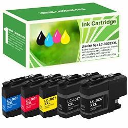 Limeink Compatible Ink Cartridges Replacement For Brother LC3037 XXL 5 Pk Super High Yield For Brother MFC-J5845DW XL MFC-J5945DW MFC-J6545DW XL MFC-J6945DW 2 Black