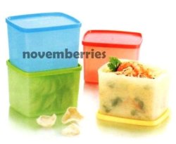 Tupperware Large Square Rounds 800ML X 2 Red & Green