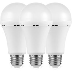Switched 5W A60 Rechargeable E27 LED Light Bulb - Warm White - 3 Pack