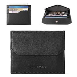 Teemzone Rfid Small Wallet For Men Credit Card Holder Minimalist Coin Wallet Black