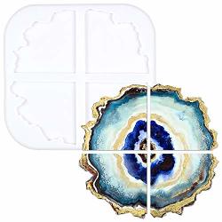 Geode Agate Coaster Epoxy Resin Silicone Molds Stone Segments 4 Shapes Large 10.7X10.2X0.4INCH