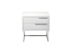 Mika Wood Pedestal With Silver Frame & Handles- White