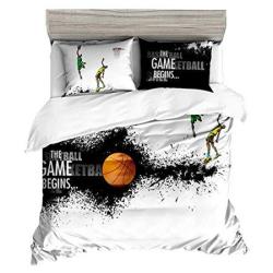 ZI TENG New 3D Print Basketball Duvet Cover Student Kids Basketball Bedding Set 3PC Boys and Teenagers Bed Set1Duvet Cover,2Pillowcases,Twin Full Queen King Size