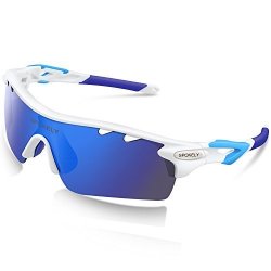 Sports Sunglasses Polarized Glasses For Women Man Cycling Running Fishing Golf Outdoor Tr 90 Unbreakable Frame White&blue