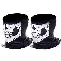 EBoot Half Skull Face Mask Motorcycle Face Mask Bandana Balaclava Headwear 2 Pack White