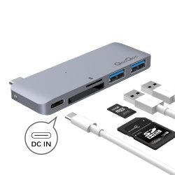 QacQoc USB Type C Hub Adapter 5 In 1 Multi-port USB 3.0 Type-c Adapter With 1 Pd Charging Port Sd micro Sd Card Reader 2 USB 3.0 Ports Type-c USB For