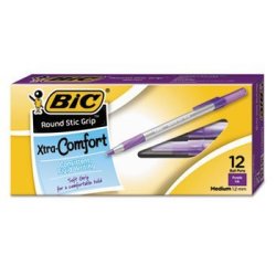 Round Stic Grip Xtra Comfort Ballpoint Pen Purple Ink 1.2MM Medium Dozen