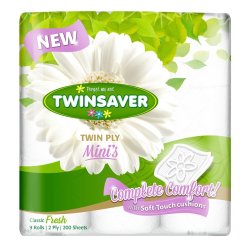 Twin Ply Minitoilet Paper White 9 Pack