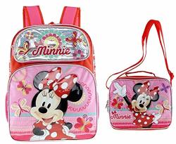 Minnie Mouse 16 Inch Deluxe Embossed Backpack With Matching Insulated Lunch Box