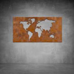 World Map Wall Art - 1040 X 535 X 20 Grey Outdoor