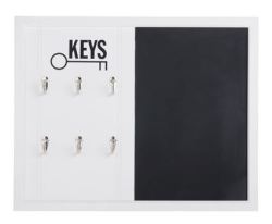 High Quality @home Product White Wooden Key Organizer & Blackboard For Important Notes And Keys