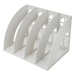 Office/Home Portable Vertical Upright 4 Compartment Storage Bins Crate Folder Holder for Office Supplies Desktop File Organizer Basket 