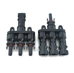 Samyo 1 Pair Of MC4 Solar Panel Branch Cable Connectors Adapter 1 Male To 3 Female And 1 Female To 3 Male