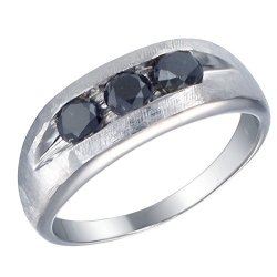 1.30 Ct Men's Black Diamond Engagement Ring Silver Size 12