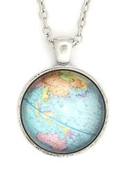 Magic Metal Planet Earth Globe Necklace Silver Tone NU68 World Map Atlas Pendant Fashion Jewelry